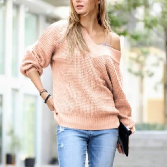 Dusty Blush Waffle Knit Sweater - Picture 1 of 1